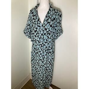 Toast Brown and Aqua Floral Maxi